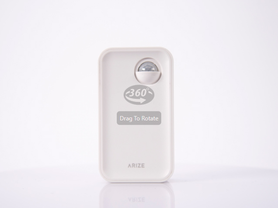 Text: 360-degree view of the 1st-generation Arize Motion Sensor.